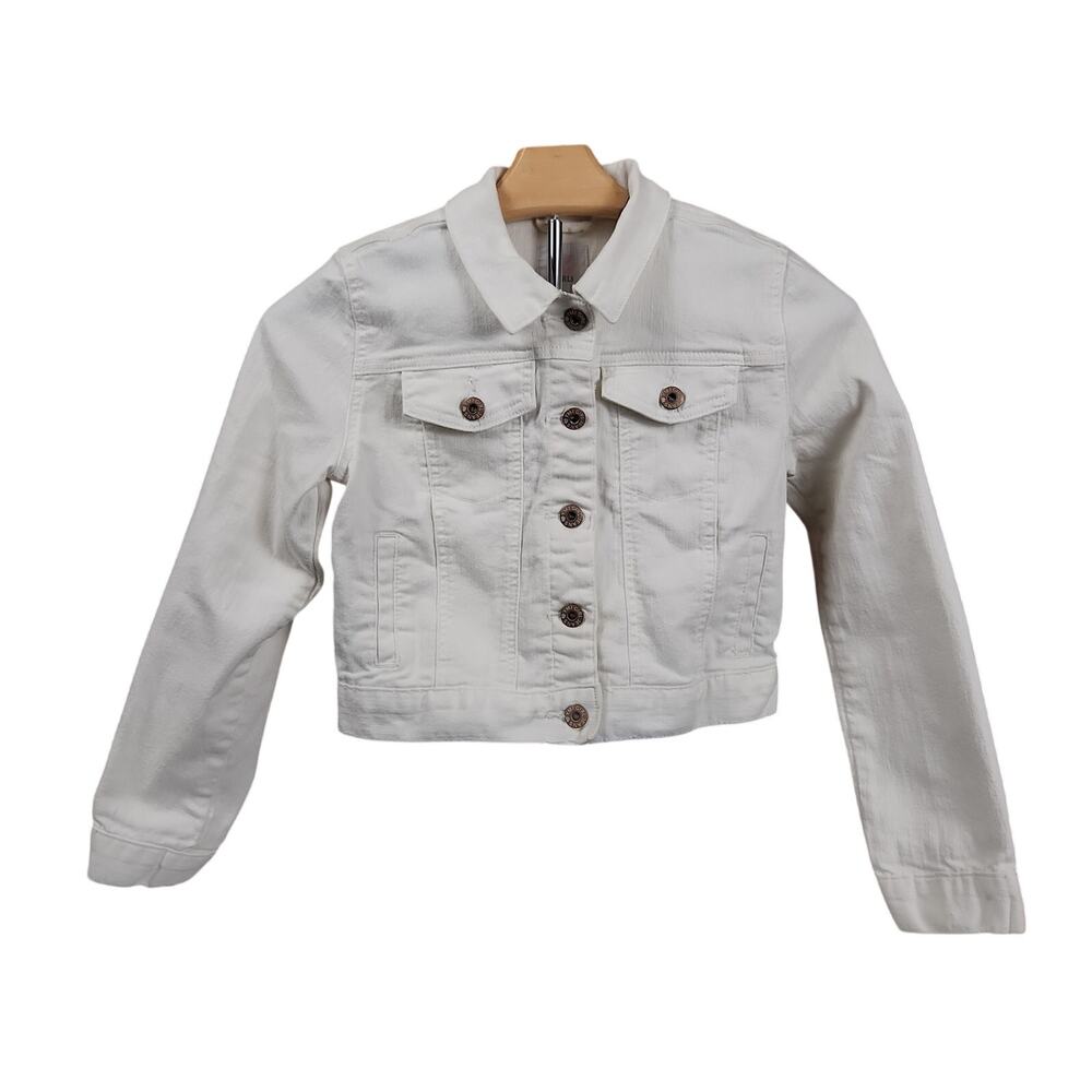 YMI Girl's  Size Large White Button Up Jean Jacket
